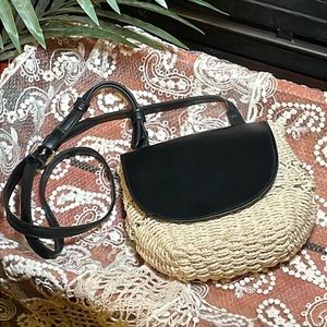 A New Day Wicker Crossbody Bag with Magnet Closure